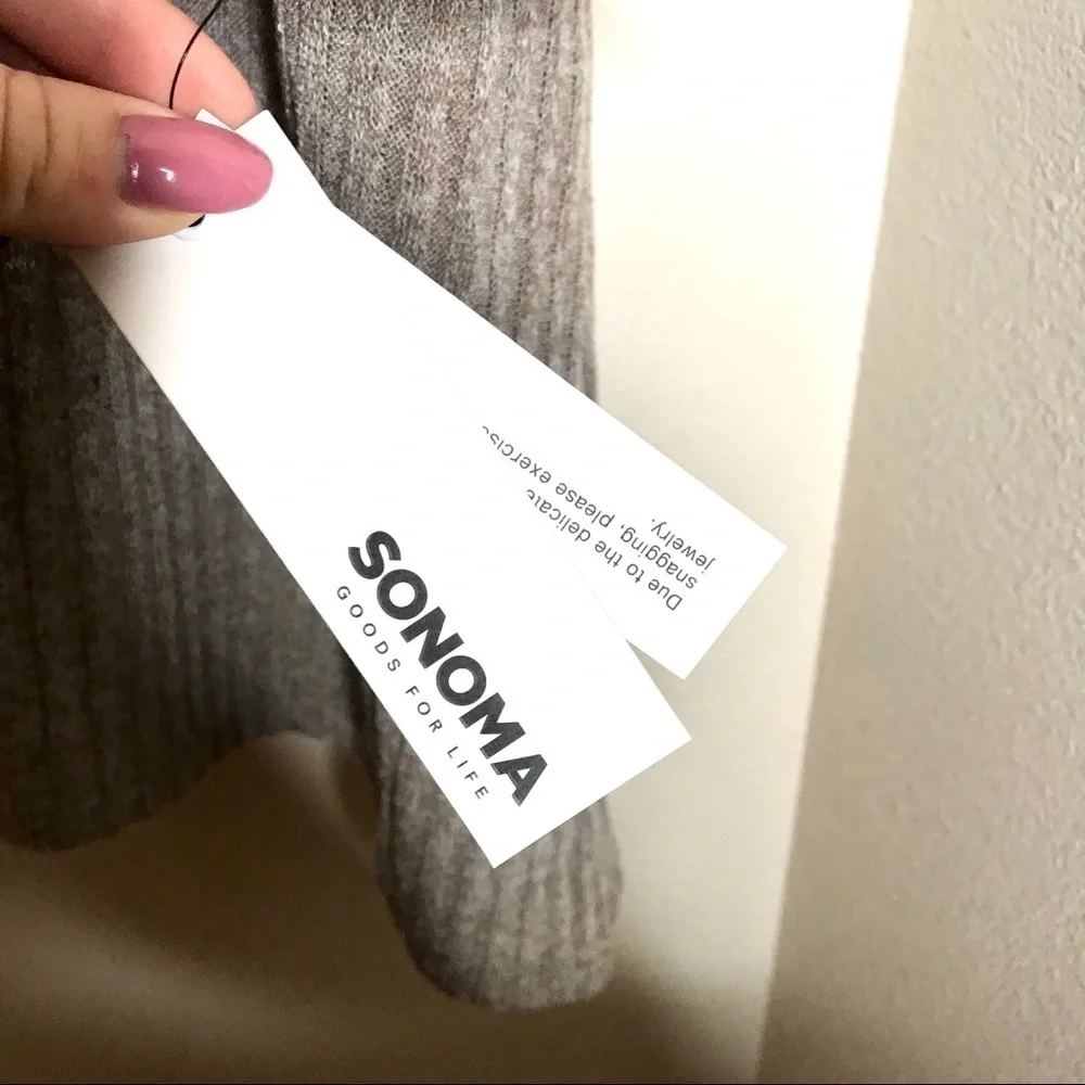 SONOMA Taupe Gray Cowl Neck Ribbed Sweater